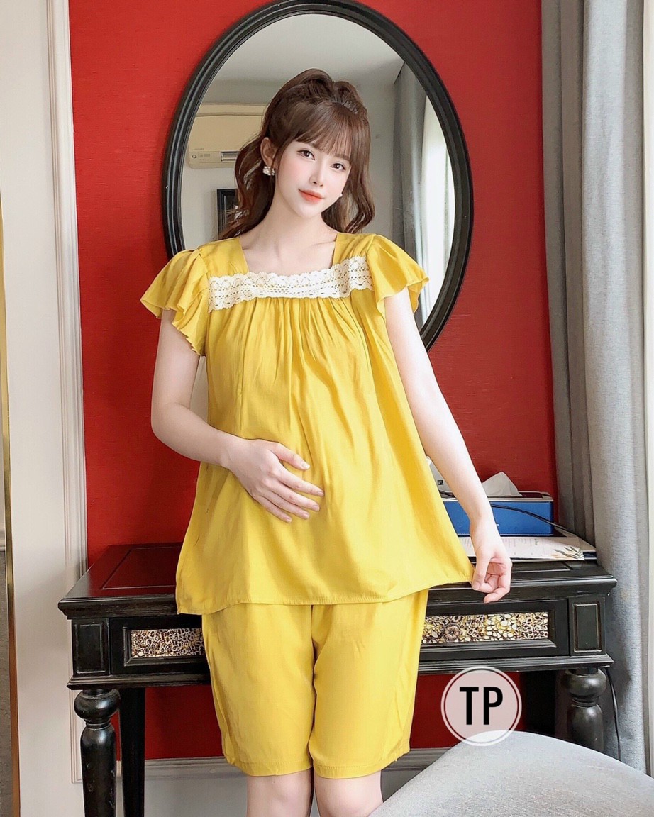 [Siêu Phẩm] Bộ đồ bầu mặc trước và sau sinh hình hoa nhí -bộ bầu phong cách Hàn Quốc, Mặc là Mê