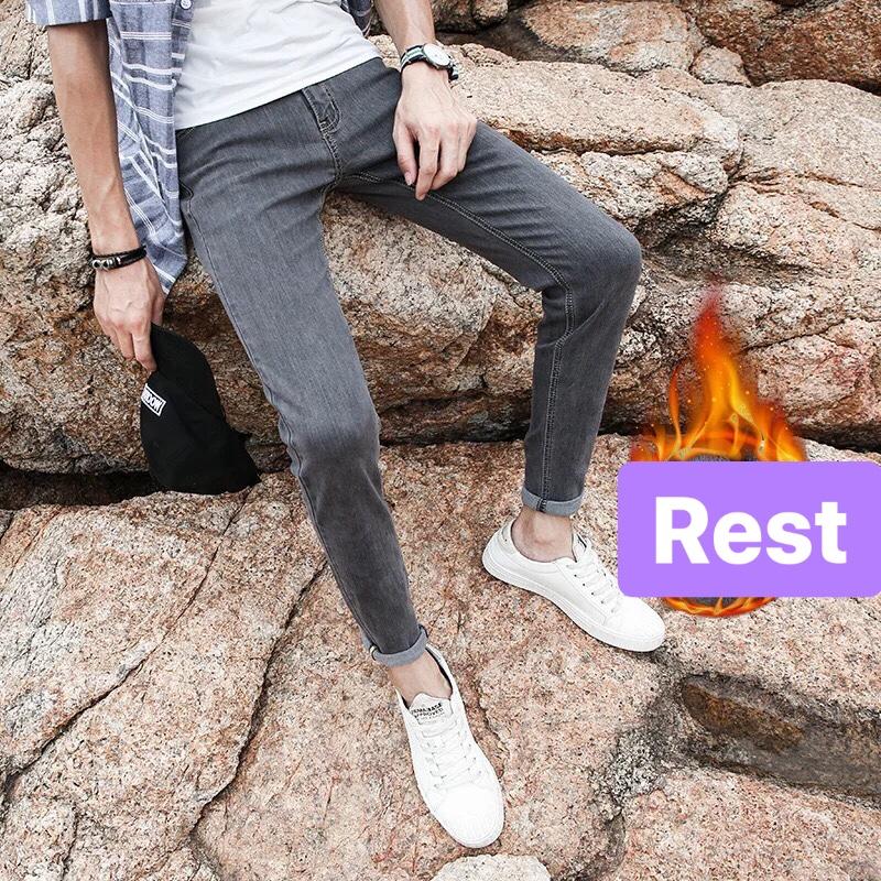 Quần jean nam chất bò xám trơn bãi đá hàn quốc thời trang cao cấp- - everest fashion