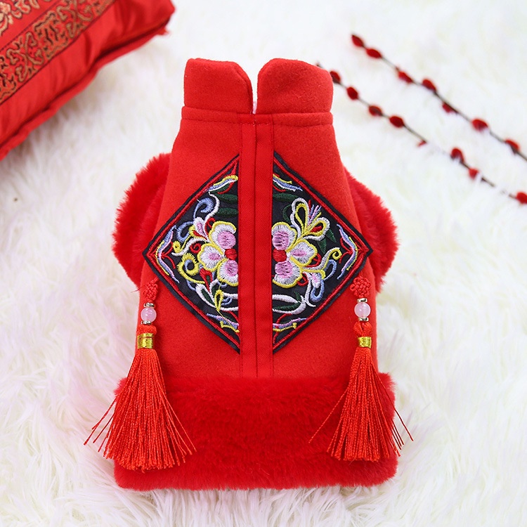 Áo tết cho chó mèo áo dài ba lỗ ra01