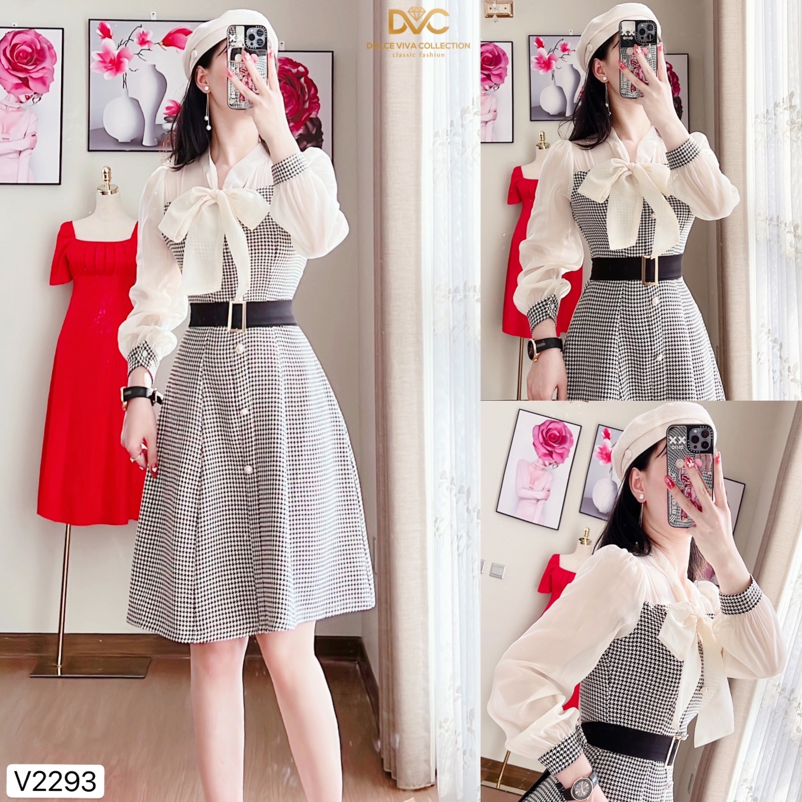 Váy dạ kẻ V2293 - Dolce Viva Collection