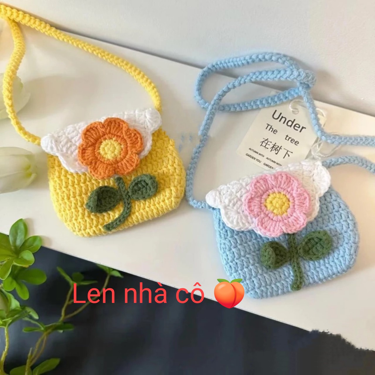 túi hoa đeo chéo dễ thương bằng len handmade