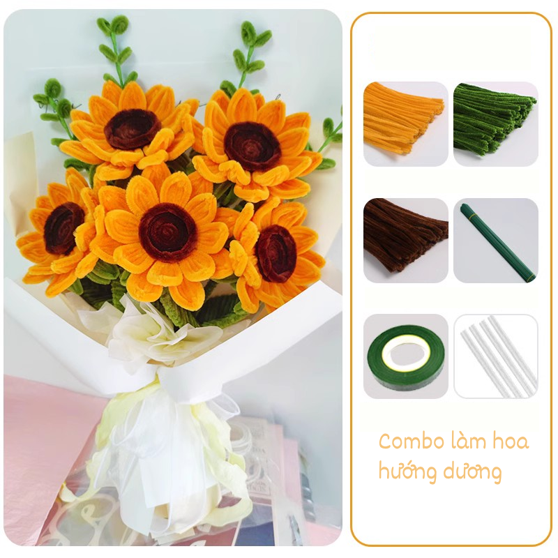 Set nguyên liệu kẽm nhung làm hoa hướng dương
