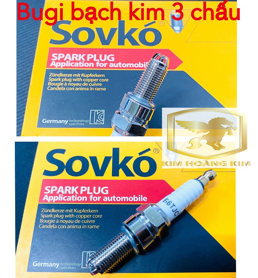 Bugi bạch kim 3 chấu Sovko gắn xe máy Exciter,Winner,Sonic,Wava A110..Bugi chân Dài