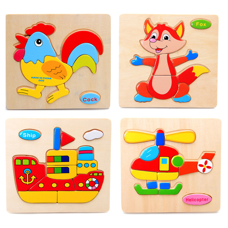 5 PCs multicolor baby blocks wooden 3D jigsaw puzzles set baby smart wooden puzzle training baby toy