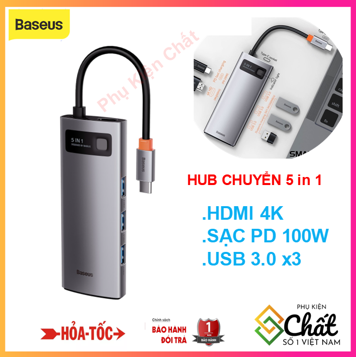 (Hub) Bộ chuyển đổi đa năng Baseus Type-C to HDMI USB3.0 SD Card Reader Type C PD 100W, Multifunctional HUB) - CAHUB , Dùng cho TIVI , Màn Hình Máy Tính