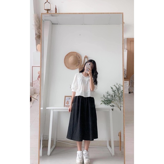 Chân váy hàn quốc chất đũi dáng xoè
