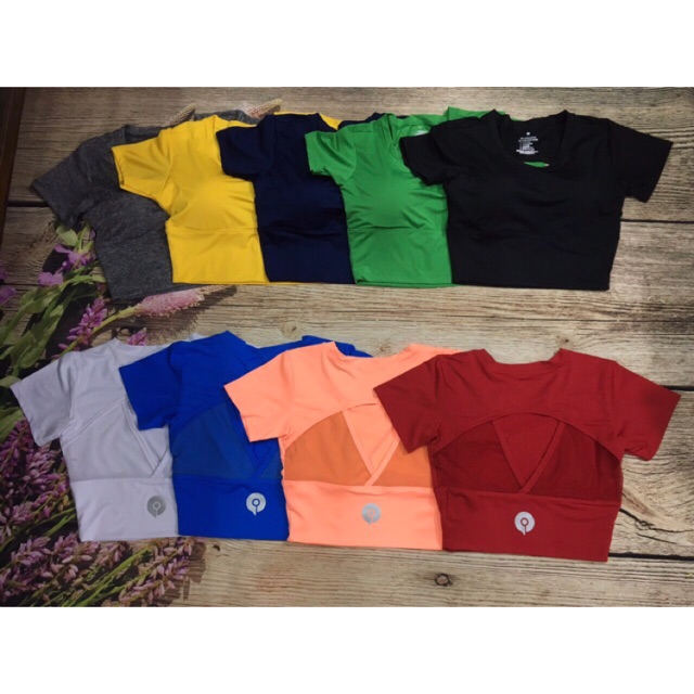 Áo croptop phối lưới lưng có mút sẵn