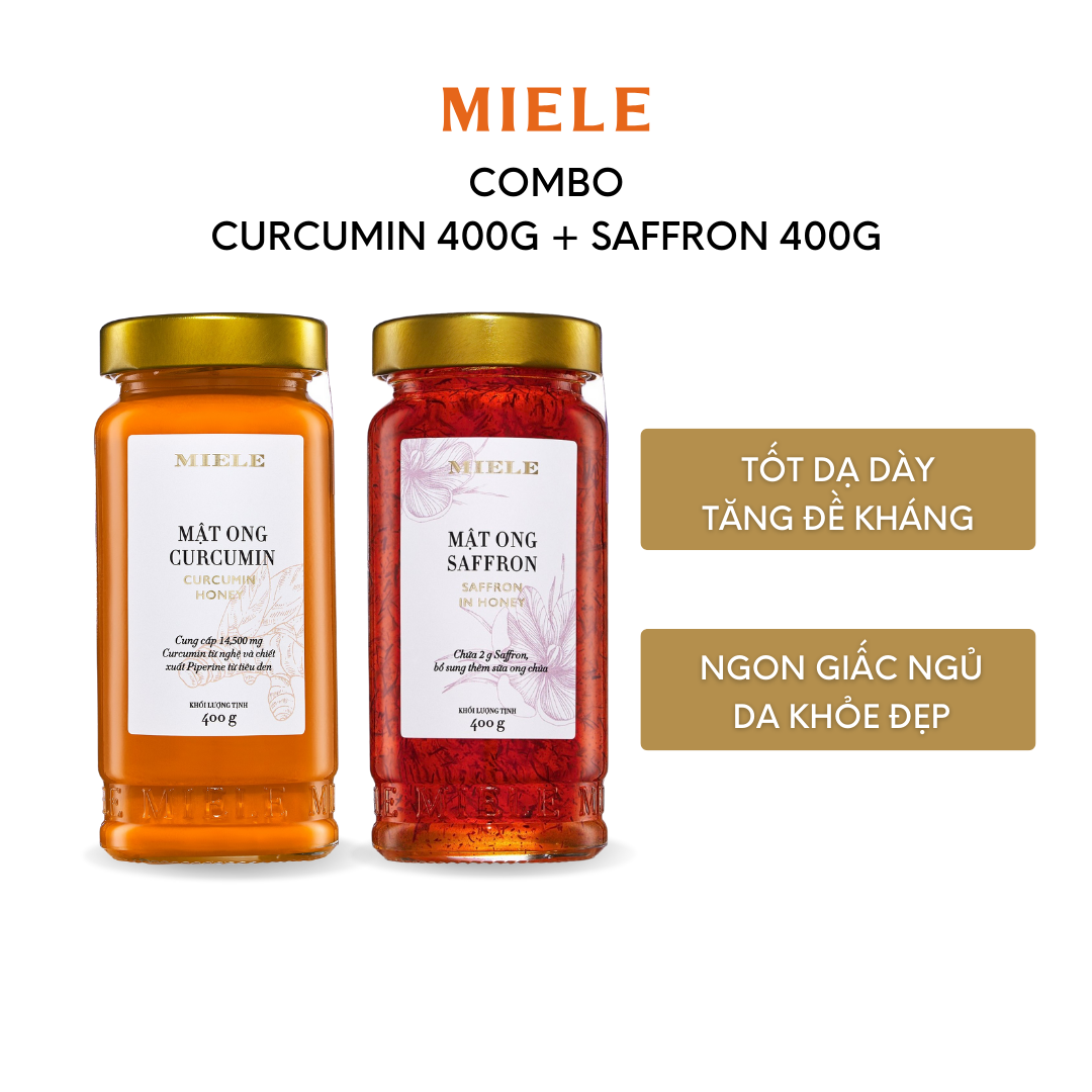 Combo: Mật ong Curcumin 400g + Mật ong Saffron 400g