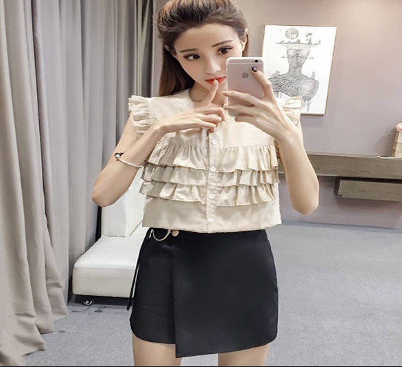 Sơ Mi Phối Bèo Dễ Thương