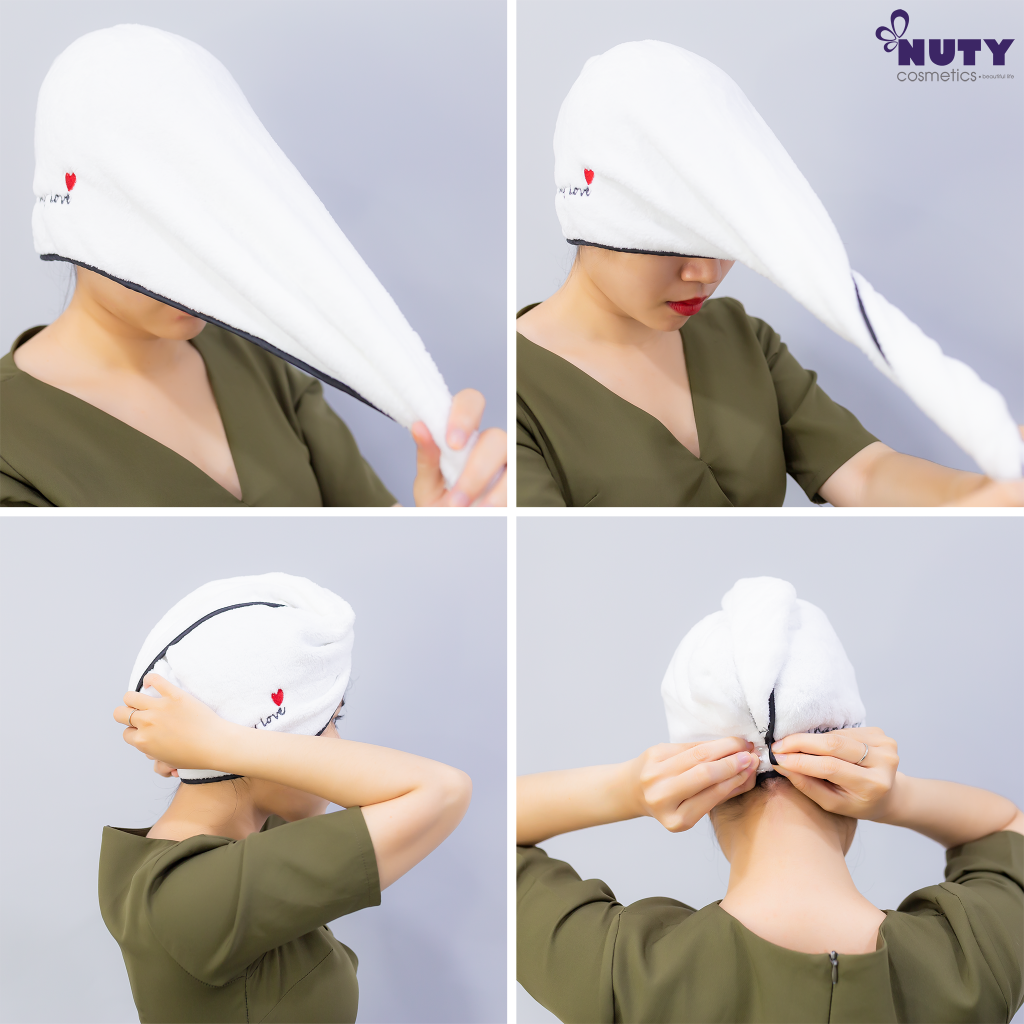 Khăn quấn/ ủ tóc cao cấp - Thấm hút tốt siêu nhanh khô - Mềm mại - Khăn làm khô tóc thần thánh.