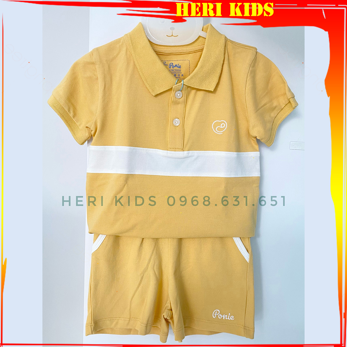 Bộ cộc tay kẻ Polo Bu, Bubaby 6m - 4Y