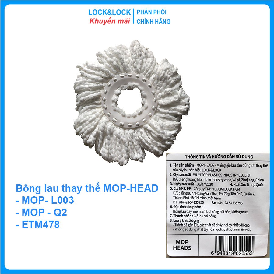 [HCM]Bông lau thay thế 360 độ LOCK&LOCK MOP-HEAD