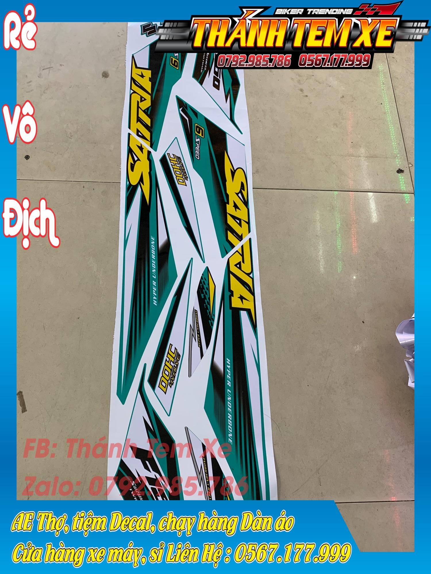 [KÈM QUÀ TẶNG] Tem rời Satria - Raider Fi 3 lớp xanh ngọc