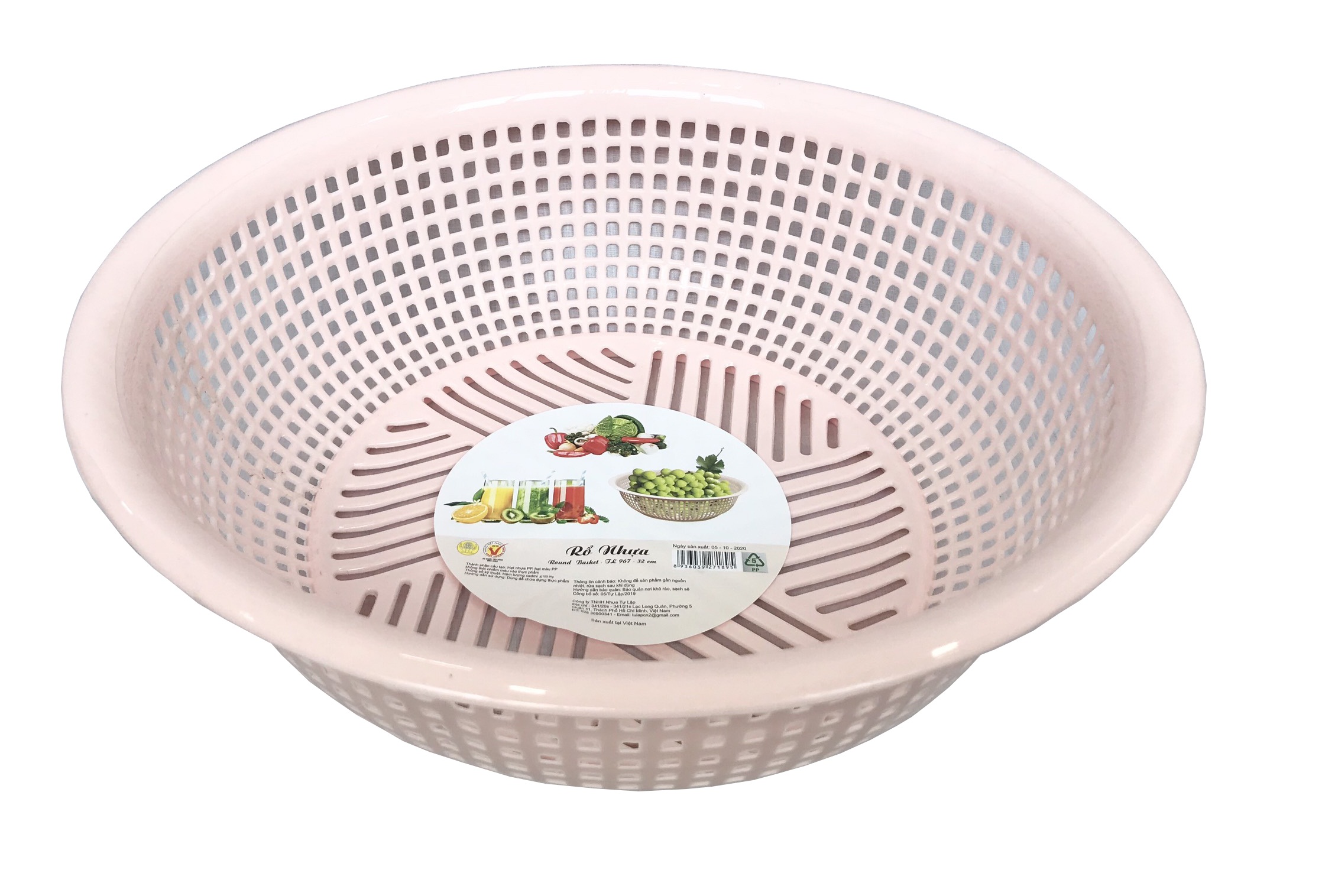 Self-Made Round Plastic Basket Tl967 - 32cm