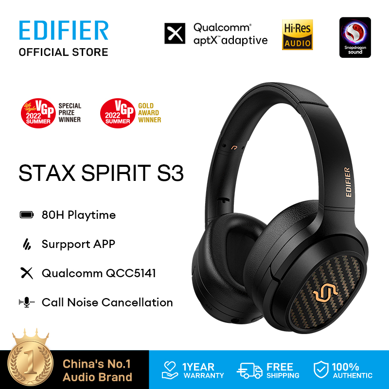 EDIFIER STAX SPIRIT S3 với công nghệ loa từ tính phẳng Bluetooth Tai nghe không dây Tai nghe Bluetooth Hi-Fi với âm thanh Hi-Res & Snapdragon kèm Mic dành cho Studio, người yêu âm nhạc, gia đình.