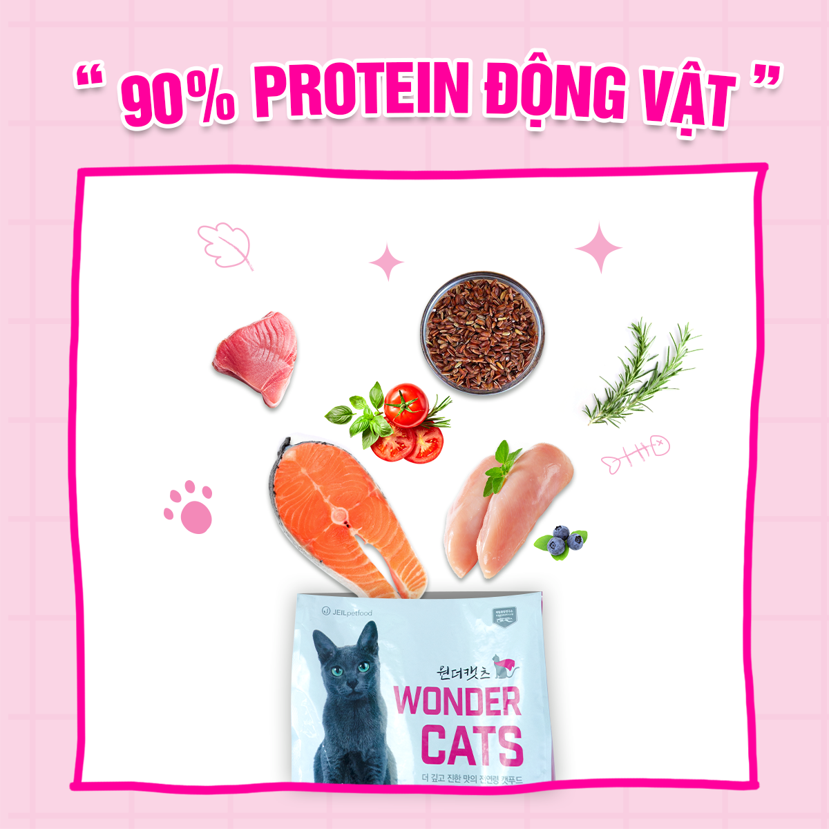 (1kg) Wonder Cats - Thức ăn hạt cho mèo mọi lứa tuổi nhập khẩu Hàn Quốc
