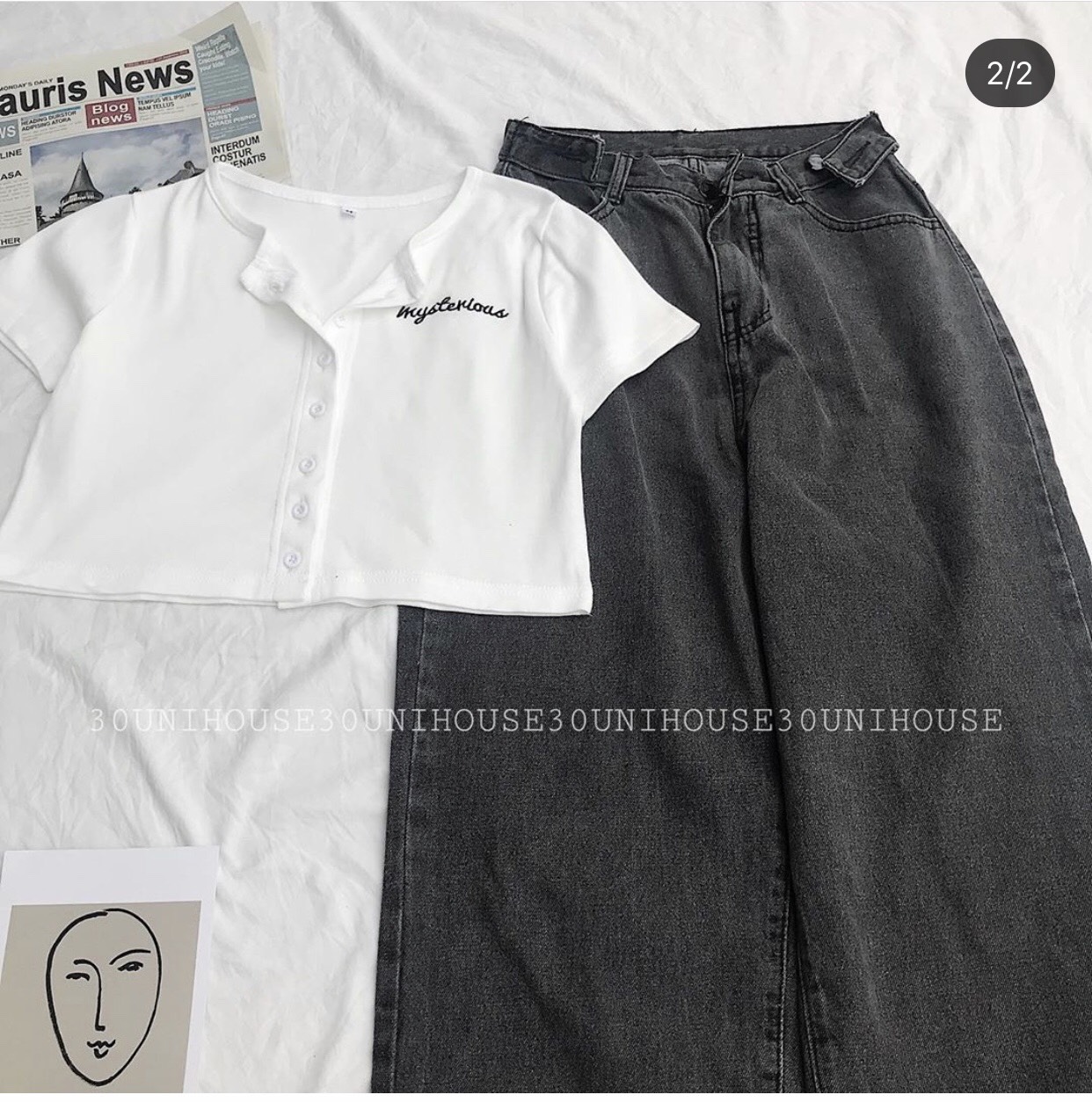 Croptop GÂN GÀI NUT1 THÊU CHỮ