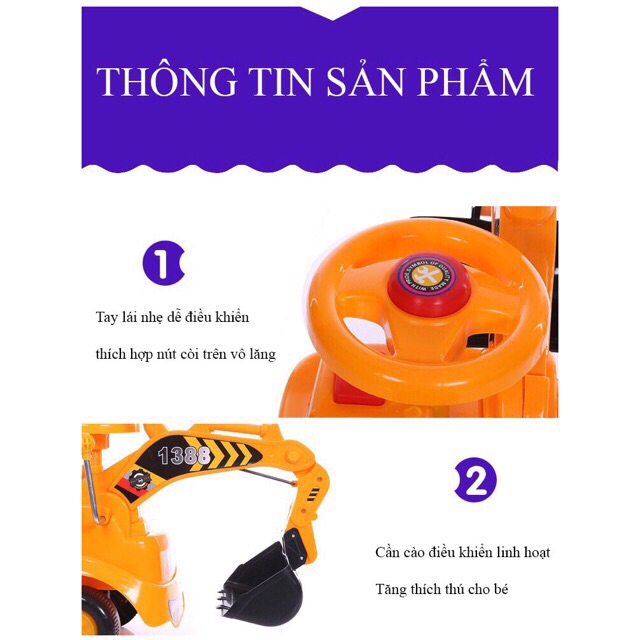 Xe cẩu chòi chân có nhạc 1388 cho bé