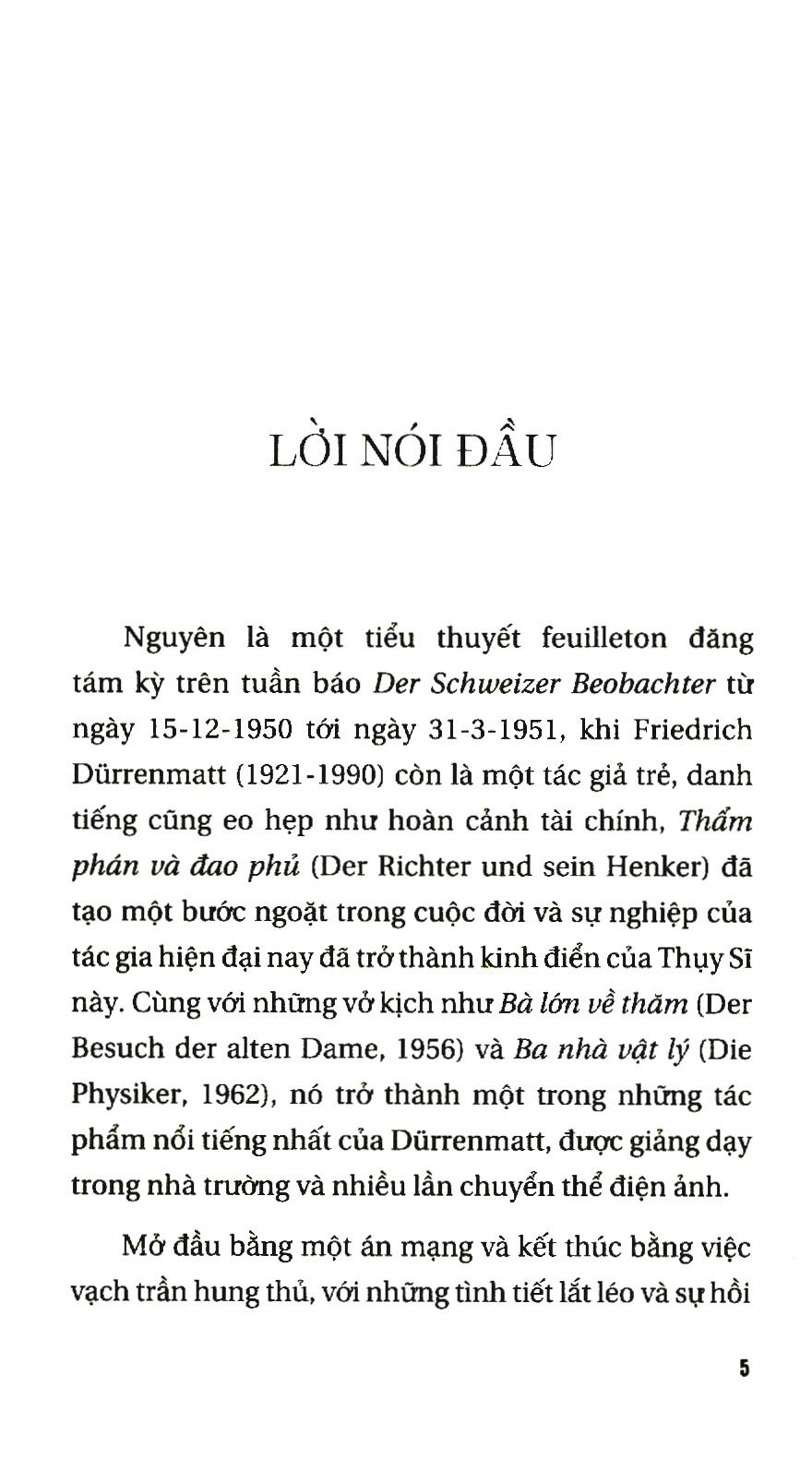 Thẩm Phán Và Đao Phủ - Phạm Hoài Nam,Friedrich Durrenmatt