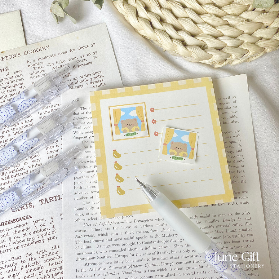 Dao cắt sticker washi, rọc giấy dạng bút bi bấm hình gấu