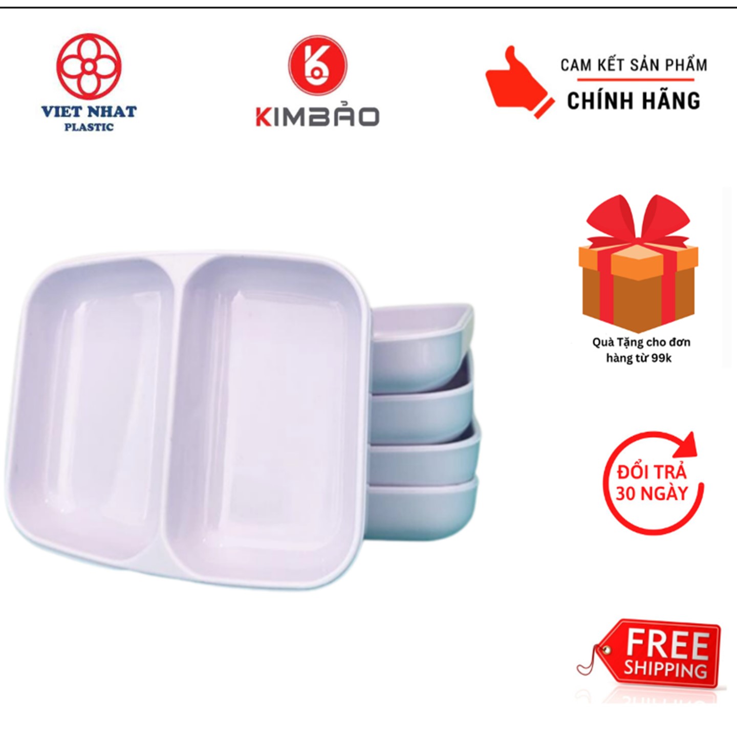 Đĩa chấm 2 ngăn Việt Nhật đựng gia vị, nước chấm 1205