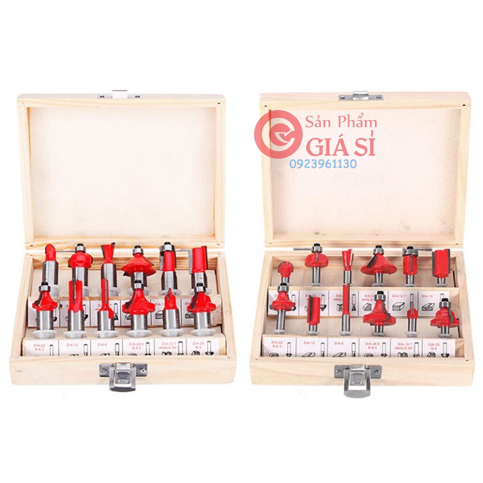 Bộ mũi phay gỗ cốt 6.35mm hoặc 12.7mm - bộ 12 mũi soi gỗ