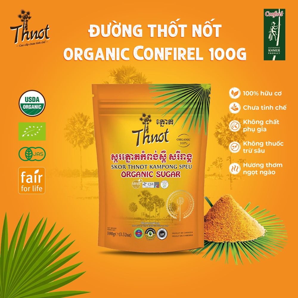 Đường thốt nốt hữu cơ Campuchia Confirel organic thnot sugar