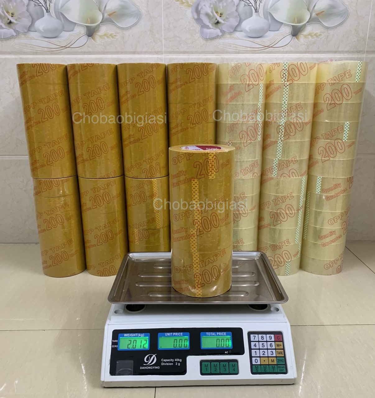 1 cây 6 cuộn 2 kg băng keo trong/đục loại 200y