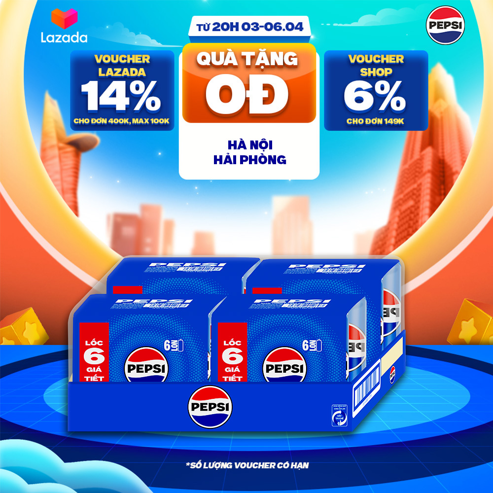 [SALE 15.6] Thùng 24 Lon Nước Ngọt Giải Khát Có Gaz Pepsi (235ml/lon)