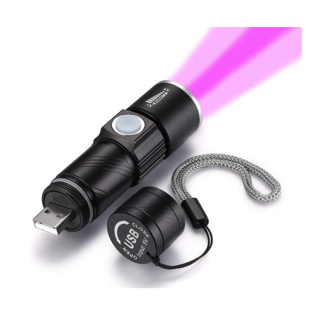 Đèn led uv 5w pin sạc cổng usb vỏ hợp kim xy612-2