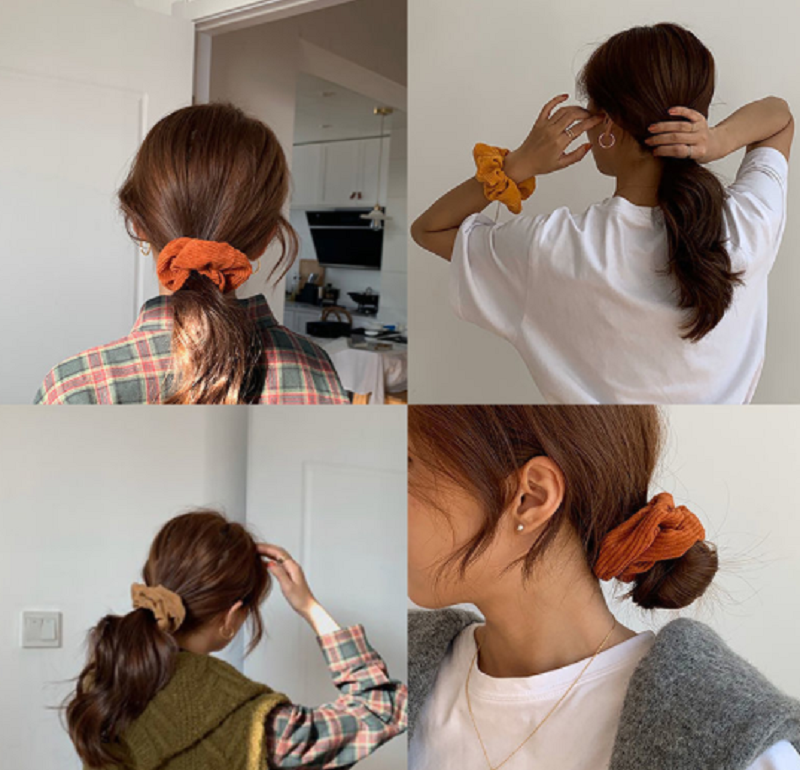 Dây cột tóc vải Scrunchies  phong cách đơn giản Hàn Quốc