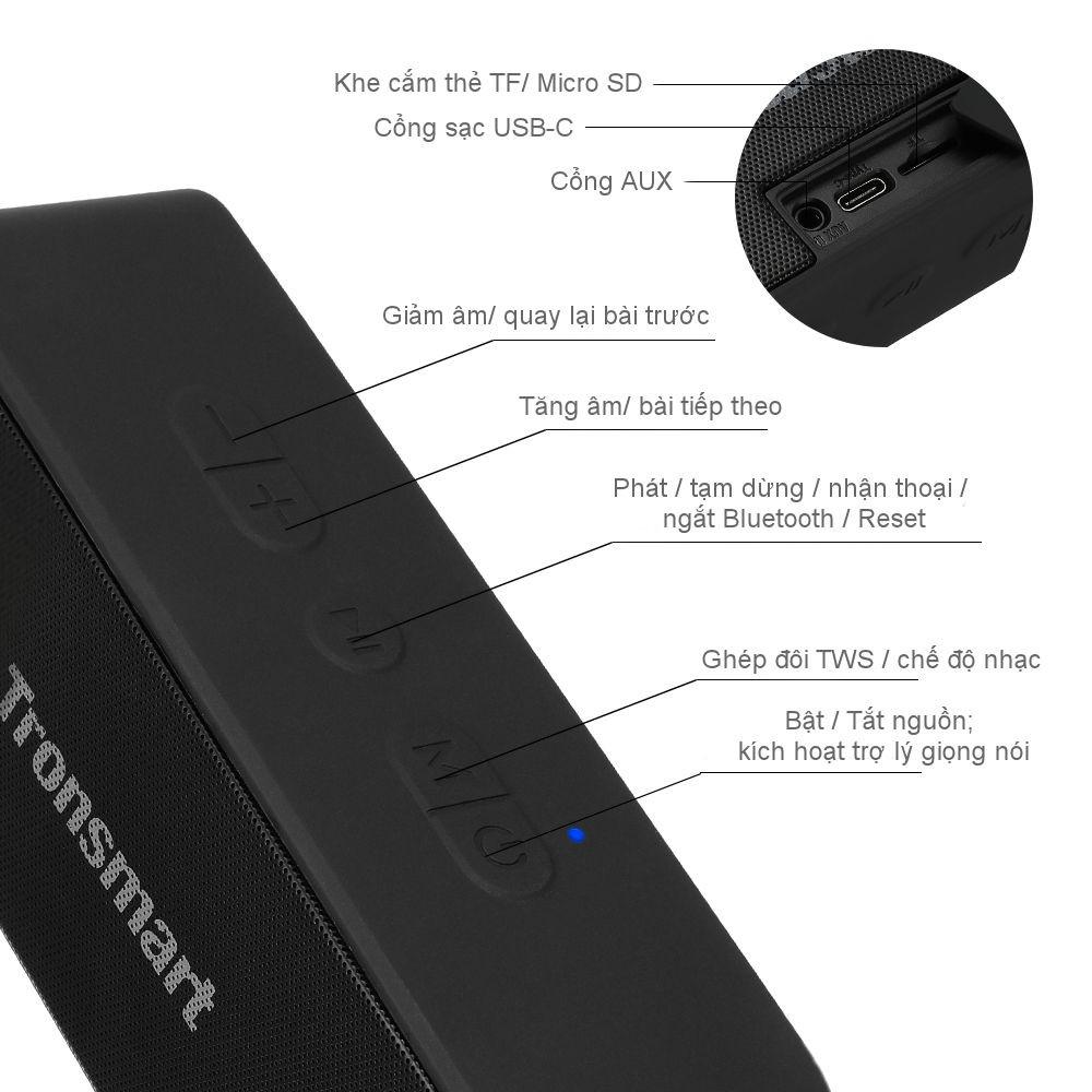 Loa Bluetooth Tronsmart Element T2 Plus, 20w cực lớn, chống nước, bluetooth 5.0