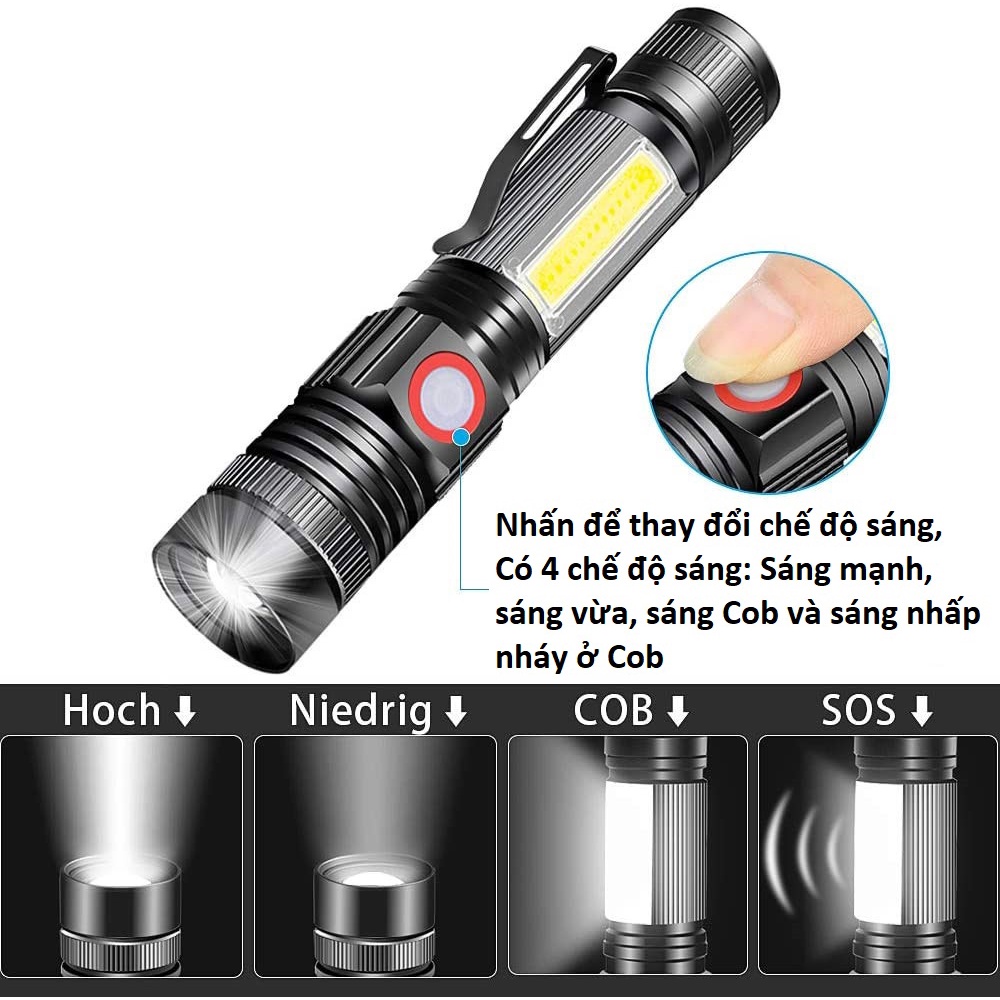 Đèn pin mini cầm tay siêu sáng hợp kim nhôm led T6 C4