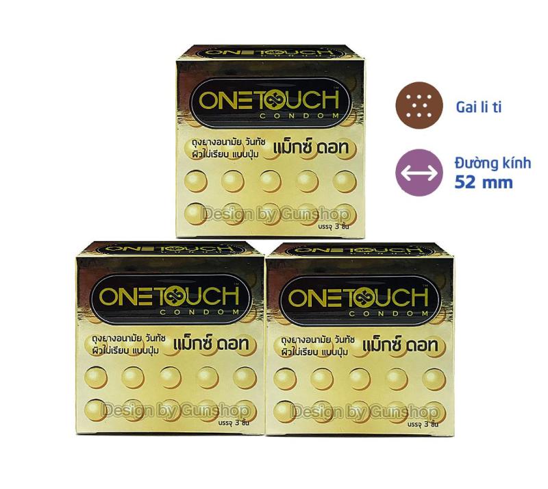 Bộ 3 Hộp Bao Cao Su siêu gân gai OneTouch Maxx Dot 9 chiếc