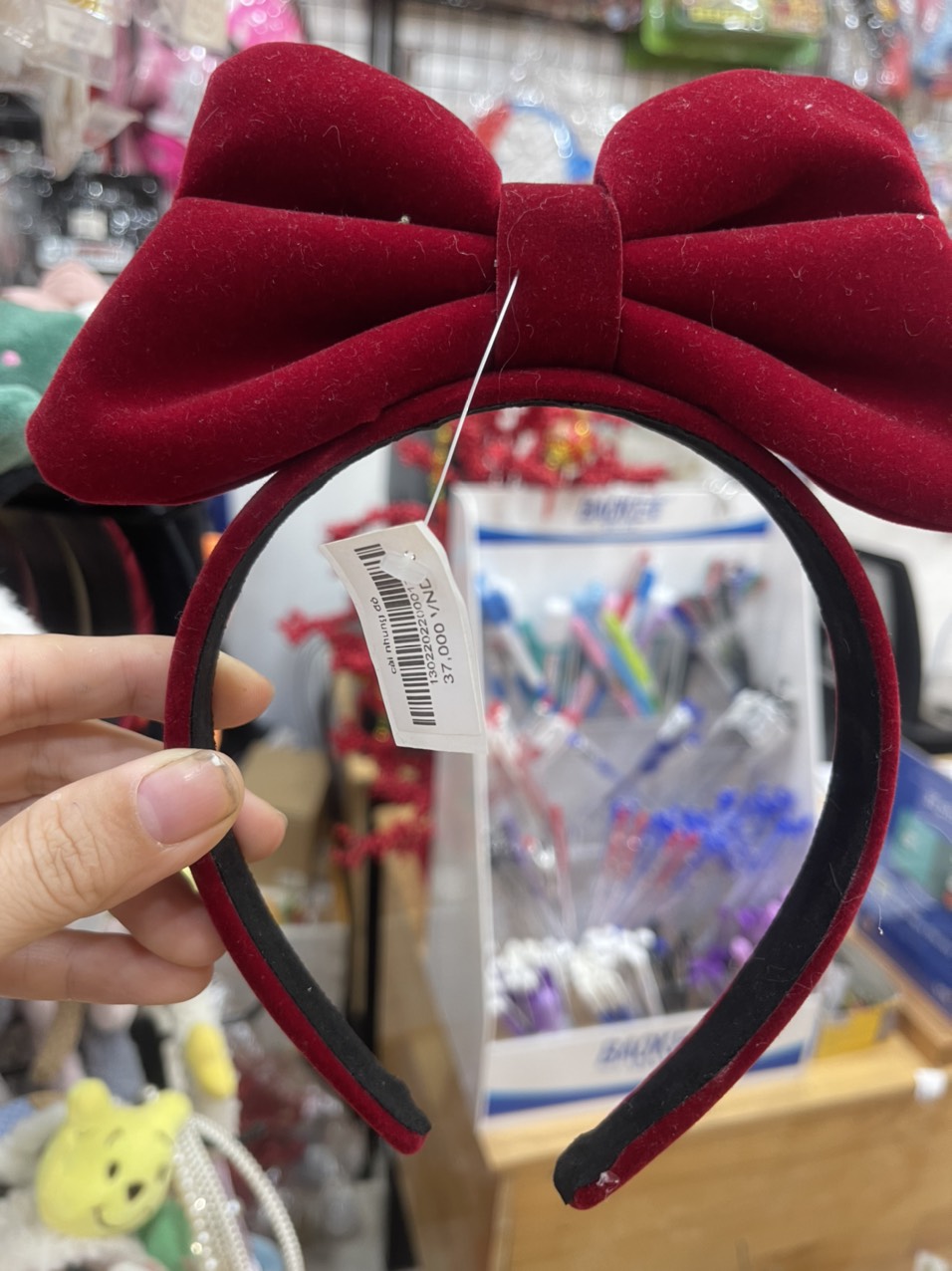 Cài tóc nhung nơ đỏ
