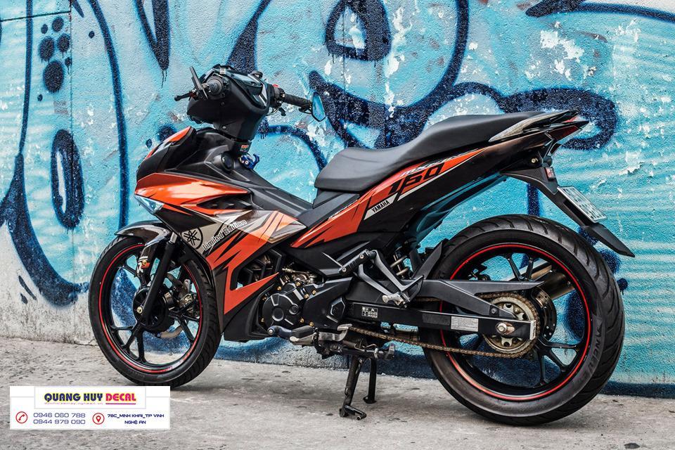 Tem trùm xe máy Exciter 150 đen cam custom - tem dán xe máy exciter 150 thiết kế theo yêu cầu - Tem trùm xe máy exciter 150 rẻ đẹp và chất