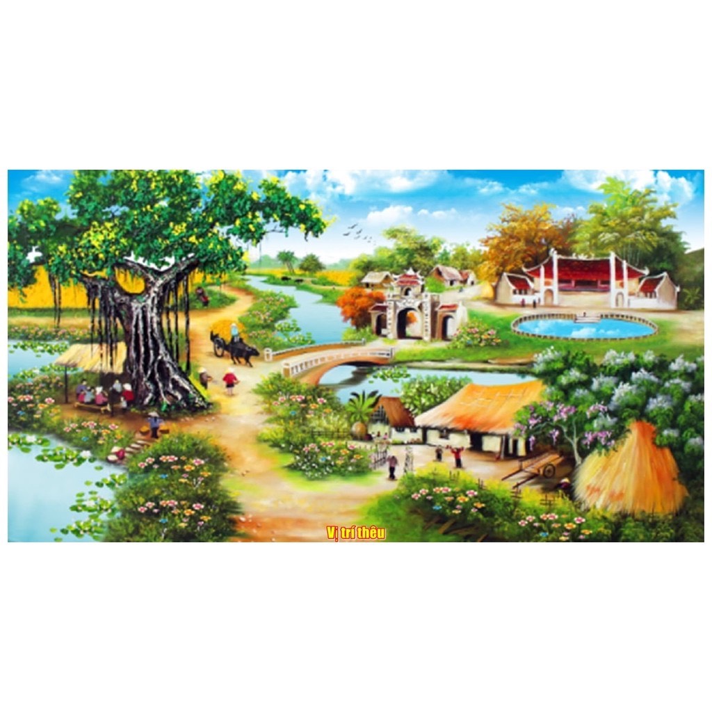 Tranh thêu chữ thập phong cảnh Đồng Quê LV3310 LV3311 Chưa thêu