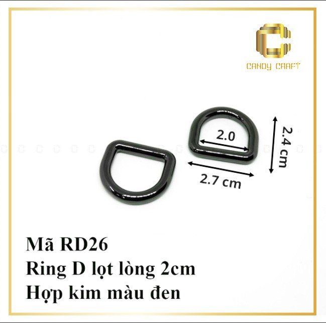 Khoen D (ring D)màu đen - phụ kiện làm túi xách