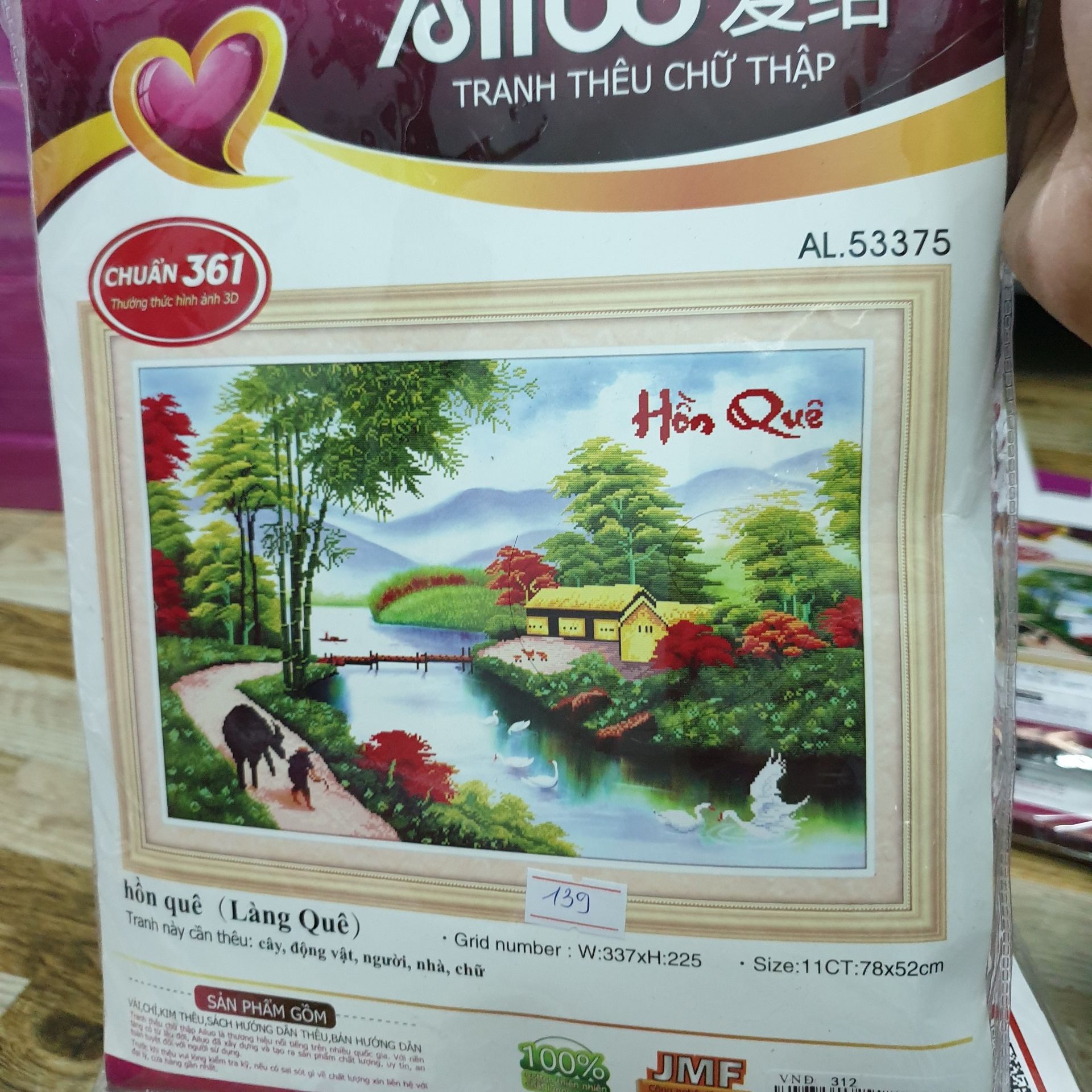 [HCM]Tranh thêu chữ thập phong cảnh hồn quê 53375 - kích thước 78 * 52