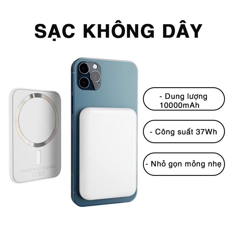 Pin sạc dự phòng từ tính Cát Thái sạc không dây tiện lợi kích thước nhỏ