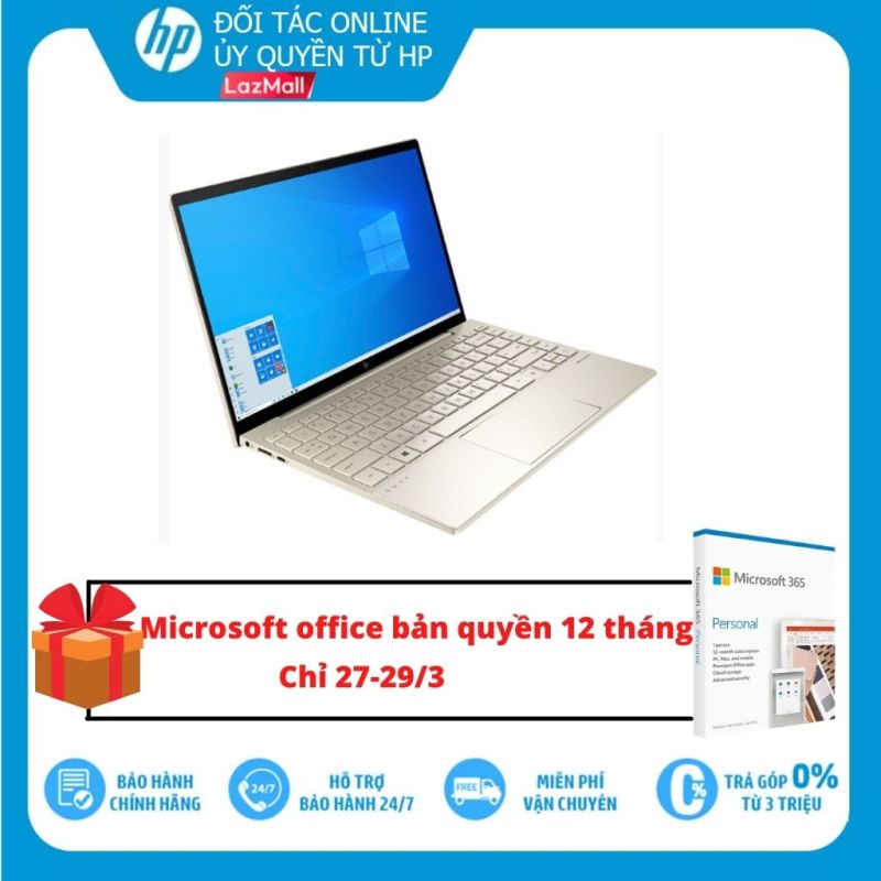 [VOUCHER 10% Max 2 Triệu 27-29/3 - TẶNG OFFICE 365 BẢN QUYỀN]Trả góp 0% - Laptop HP Envy 13-ba1028TU 2K0B2PA (i5-11135G7/8Gb/512GB SSD/13.3FHD/VGA ON/Win10+Office Home & Student/Gold) Hàng Chính Hãng