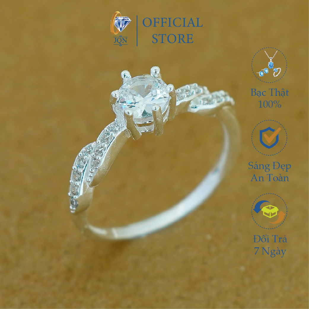 Nhẫn bạc nữ jqn n36 mẫu nhẫn mặt đá xoắn thời trang