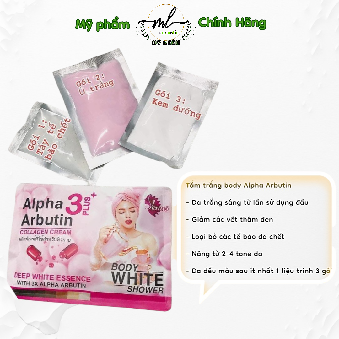 Tắm Trắng Alpha Arbutin Thái Lan 3 In 1 (Set Ủ Trắng Body)