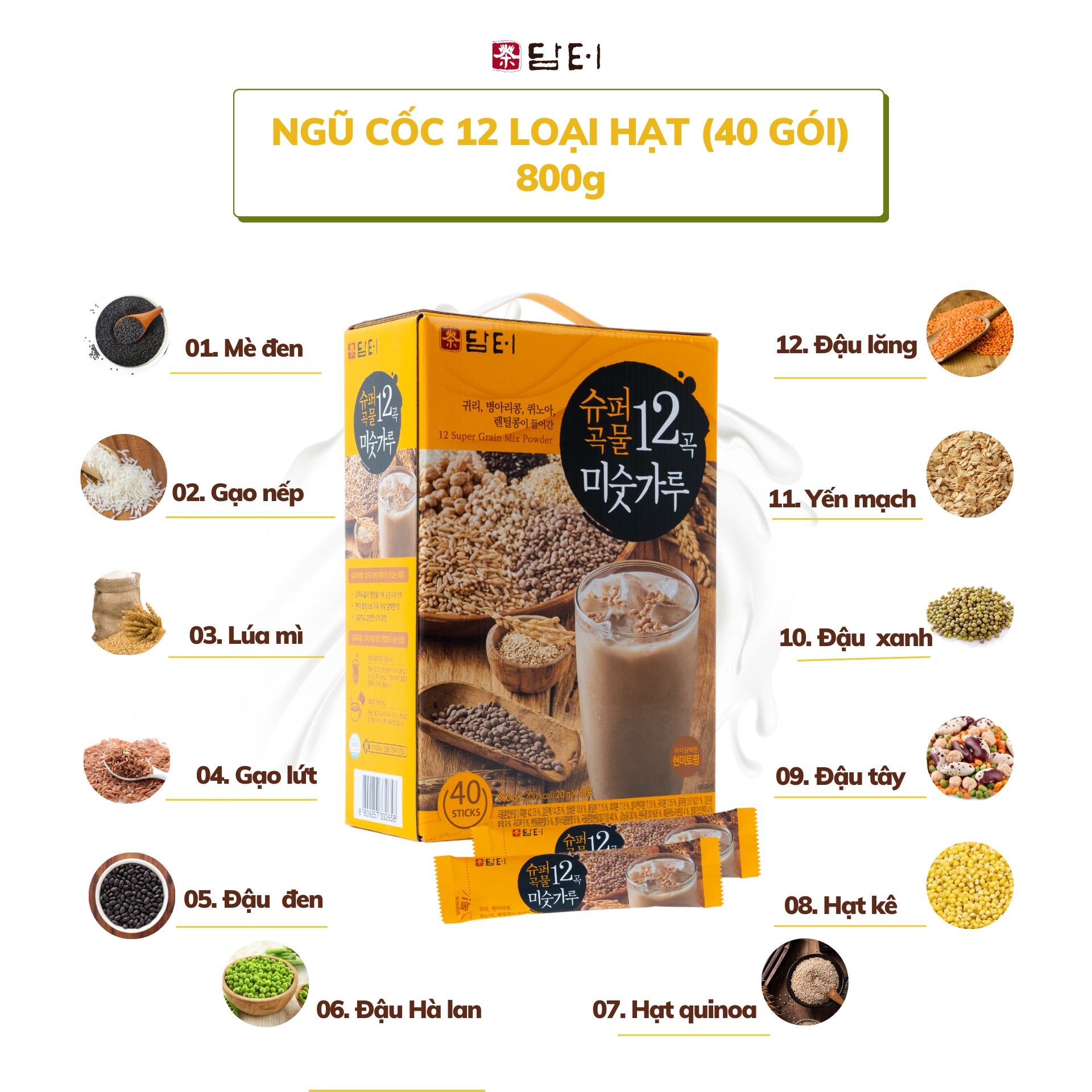 Damtuh Korean Cereal Powder with 12 Kinds of Grains