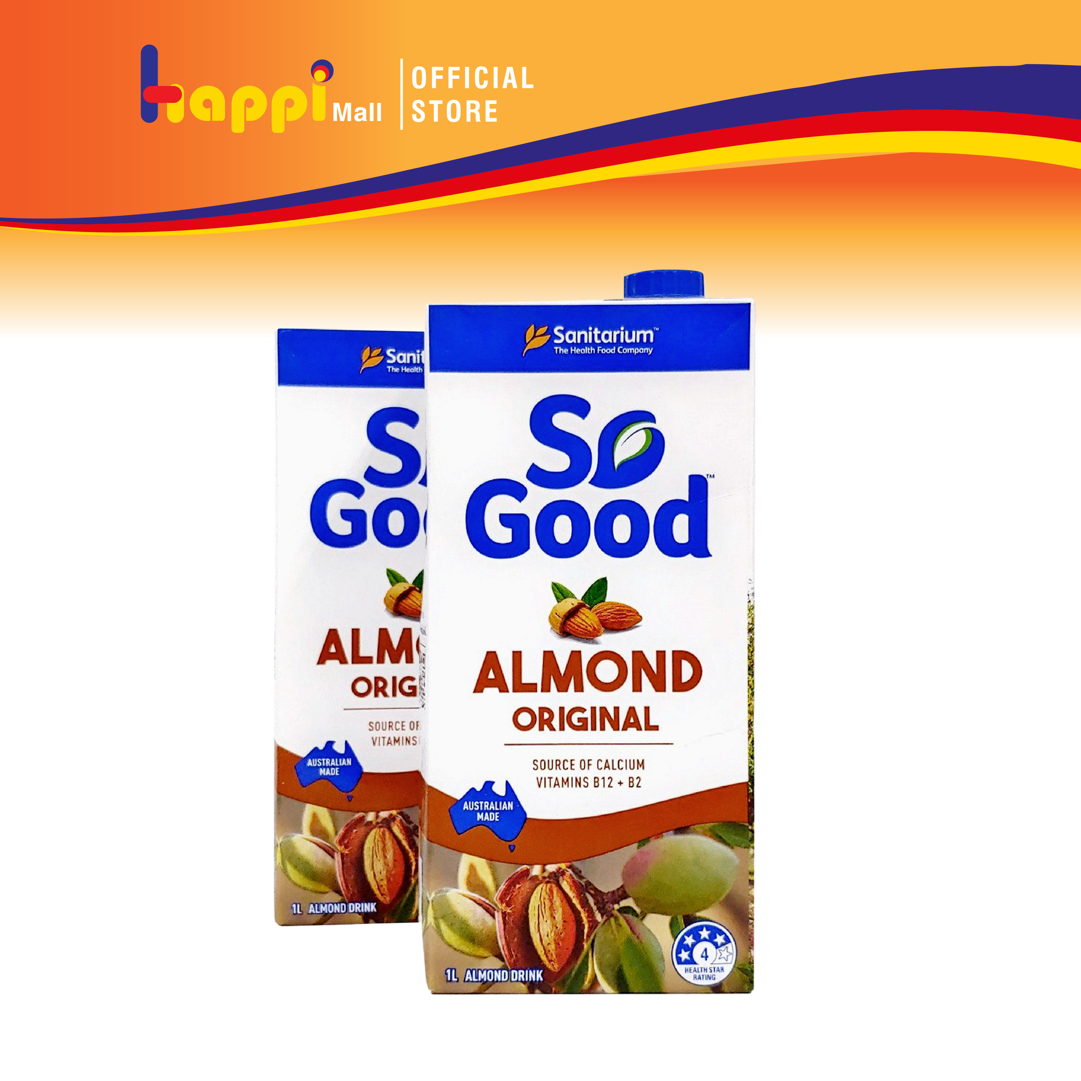 Sữa hạt hạnh nhân ít đường SO GOOD 1L - Happi