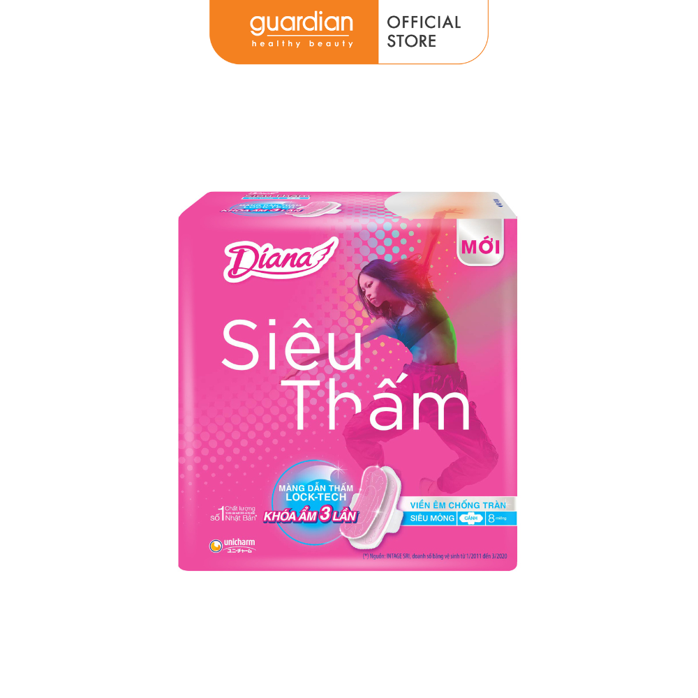 Băng vệ sinh siêu thấm siêu mỏng cánh 23cm diana 8 miếng