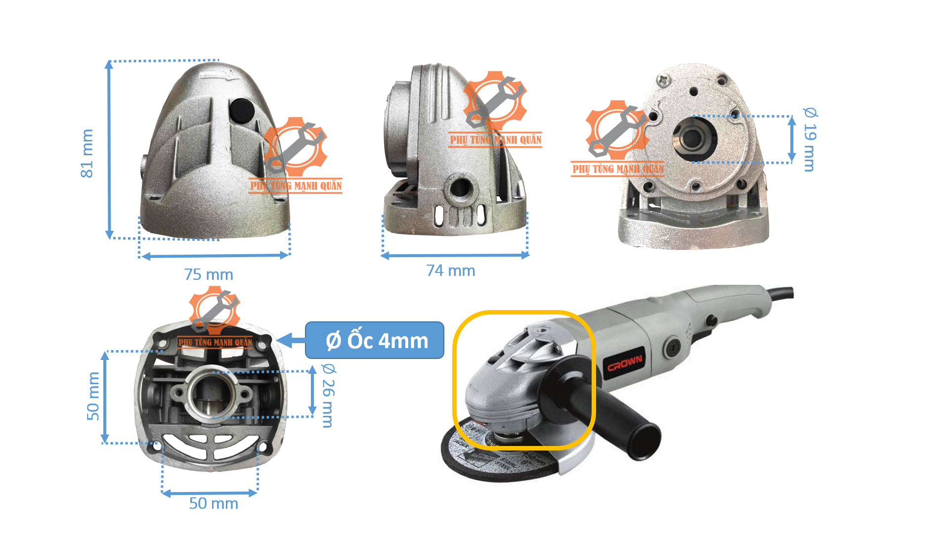 Đầu máy mài Crown CT 3002 - Đầu nhôm máy mài 3002