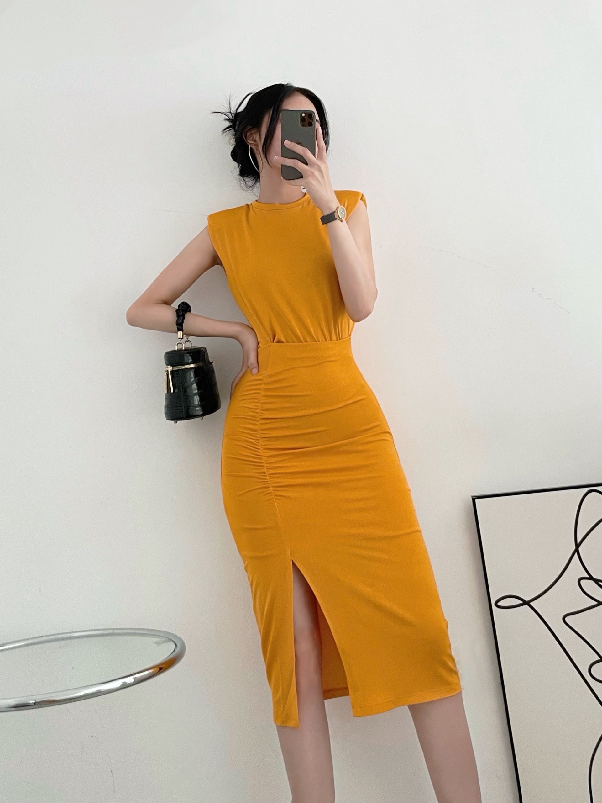 Đầm Thun Sát Nách Midi Xẻ Cạnh A2117