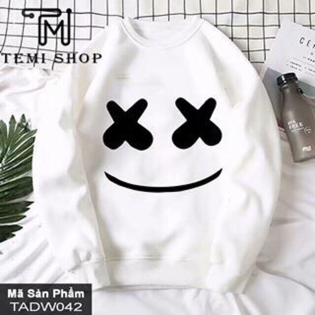 [HCM]ÁO NỈ SWEATER NAM NỮ MẠT CƯỜI X CÓ BIGSIZE NỈ BÔNG DÀY MỊN