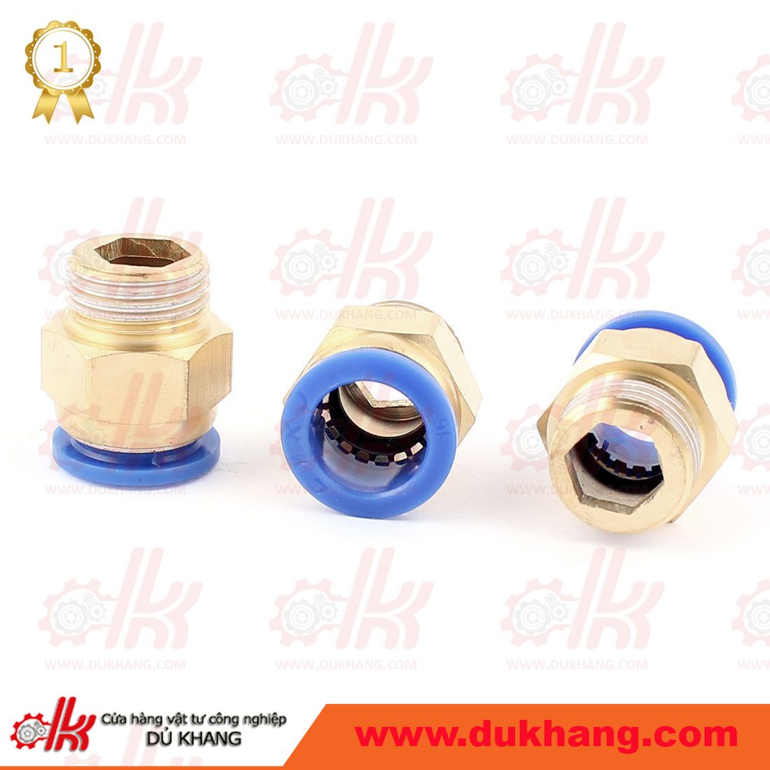 Đầu nối nhanh khí nén PC xanh